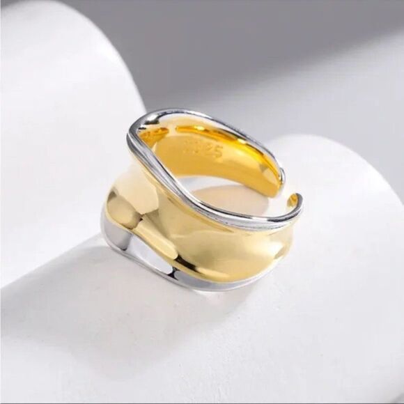 New Gold / 925 Sterling Silver Adjustable Ring - Picture 6 of 14
